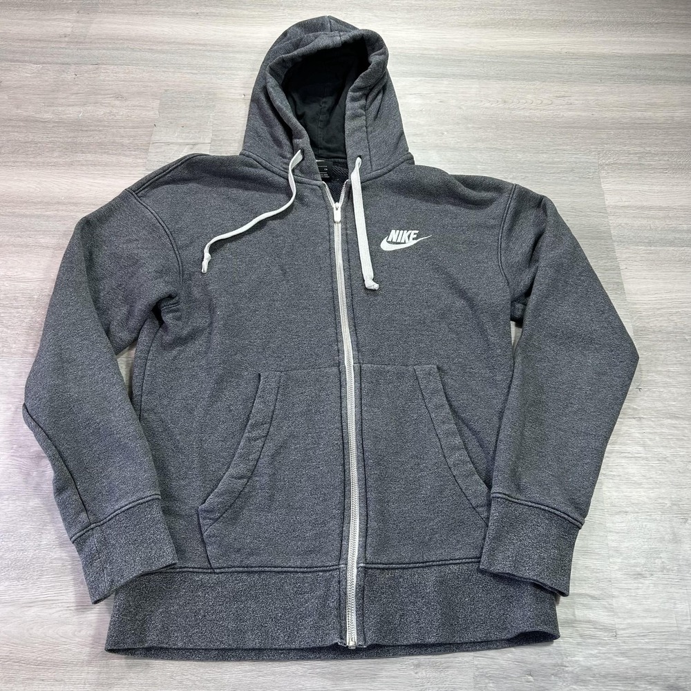 Nike Club Fleece Hoodie Sweatshirt Mens Small Gray Full Zip‎ 928431-010